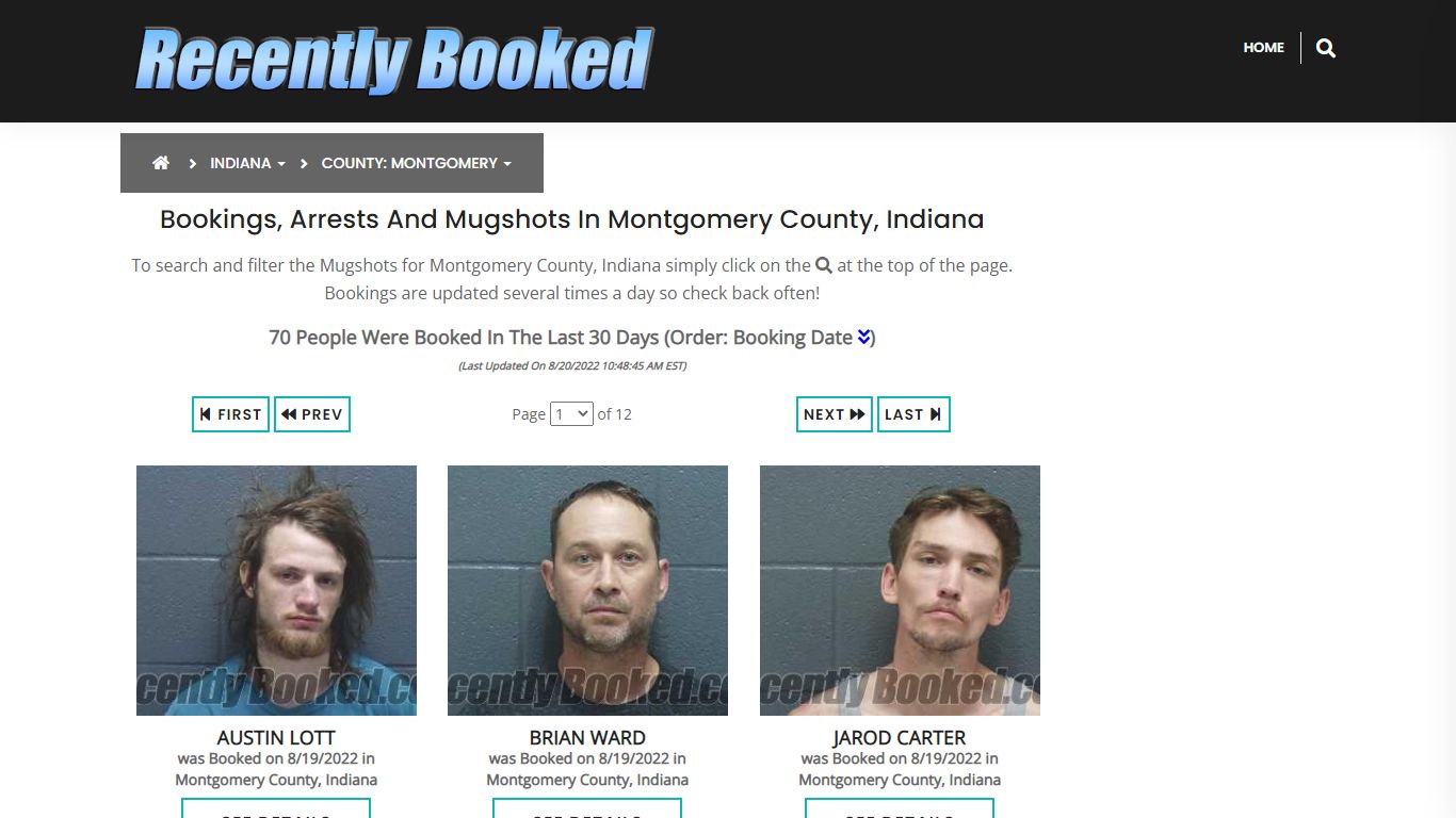 Bookings, Arrests and Mugshots in Montgomery County, Indiana